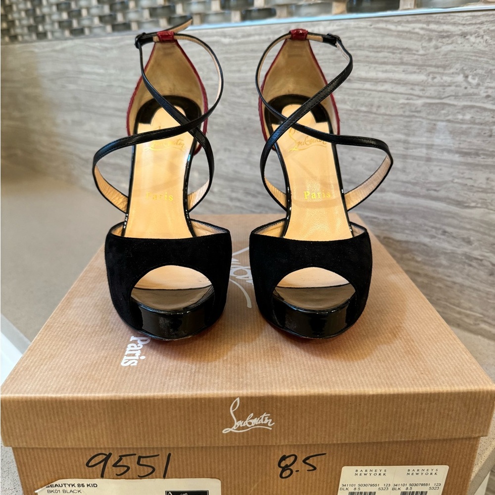 38.5 EU SUEDE/PYTHON CHRISTIAN LOUBOUTIN STILETTOS